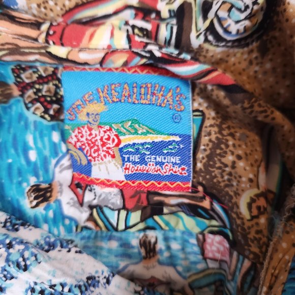 Joe Kealoha Hawaiian Button Shirt Mens Large Retro Cars Surfboards Beach Vacay - Picture 12 of 13